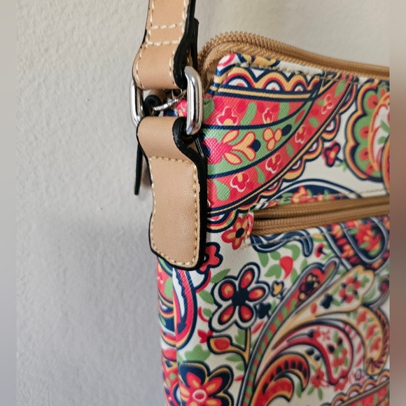 Giani Bernini Saffiano Multi-Color Paisley Print Crossbody Messenger Bag Purse - Picture 6 of 15